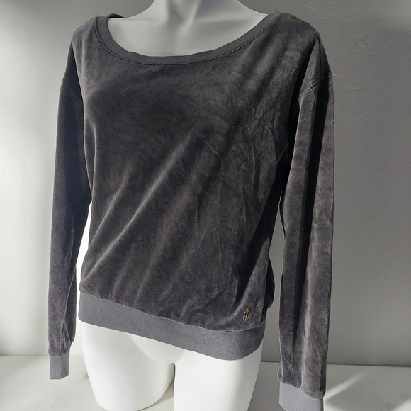Juicy Couture Sweaters - Juicy Couture Gray Sweater Pullover Top Scoop Neck Women Size M Velvet Soft SJ